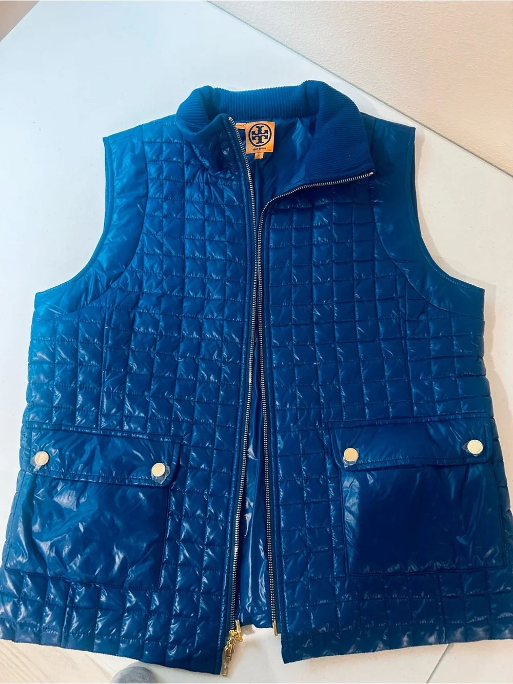 Tory Burch Girls' Quilted Royal Blue Puffer Vest